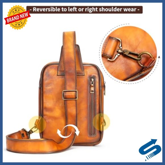 Genuine Leather Sling Bag Crossbody Shoulder Backpack  display picture 2